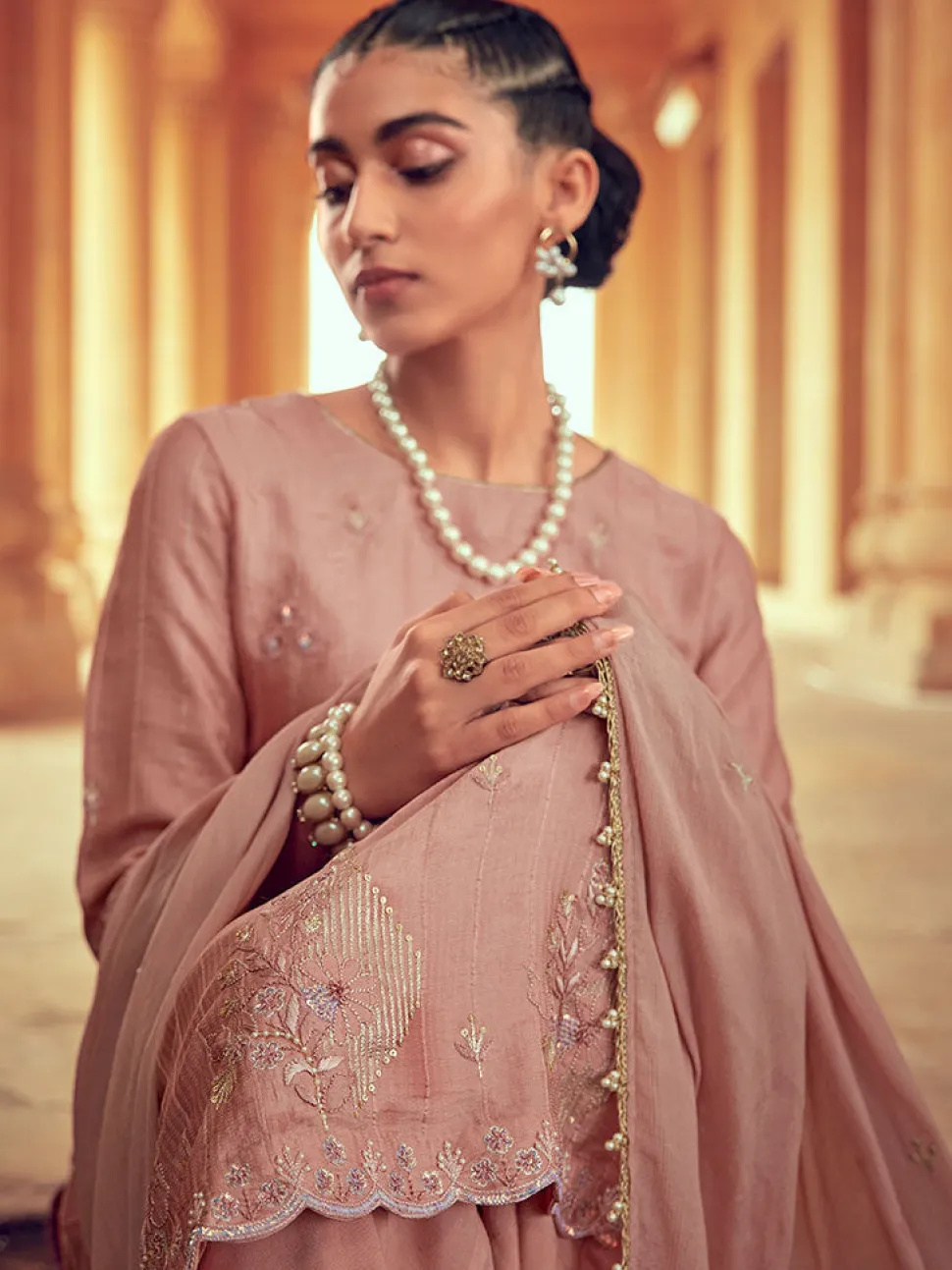 Jaipur Kurti Color Straight Zardozi Embroided Kurta With Pants And Chinon Embroidered Dupatta