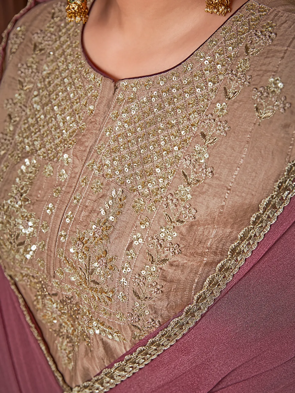 Jaipur Kurti Straight Zardozi Embroided Kurta With Palazzo And Chinon Embroidered Dupatta
