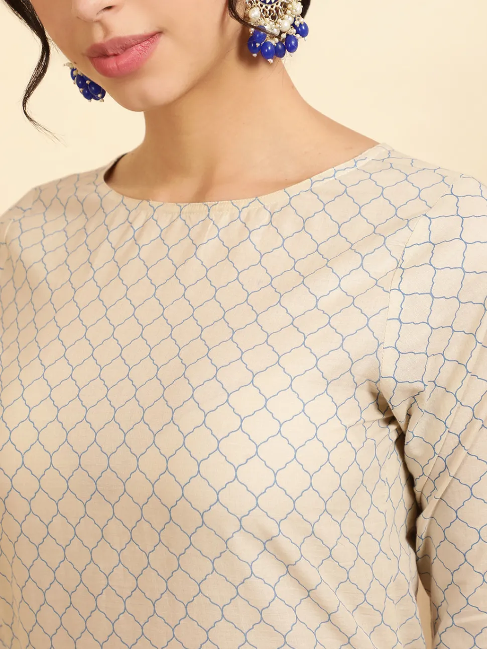 Jaipur Kurti Ethnic Motif Guldasta Cotton Straight Kurta With Pants And Dupatta