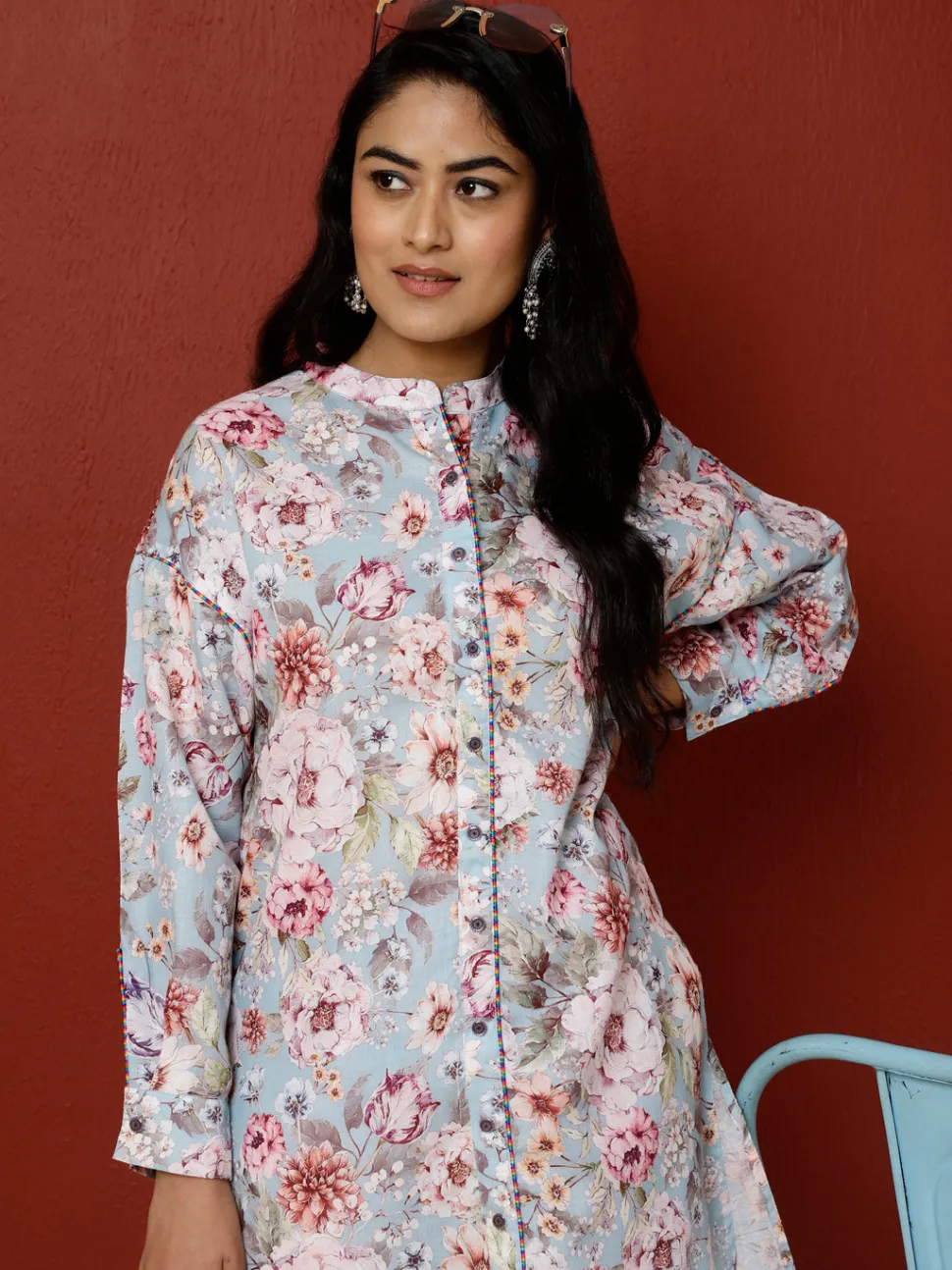 Jaipur Kurti Floral Printed Kurta With Palazzo Co-ord Set