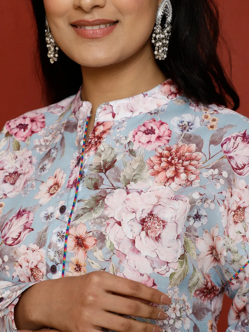 Jaipur Kurti Floral Printed Kurta With Palazzo Co-ord Set