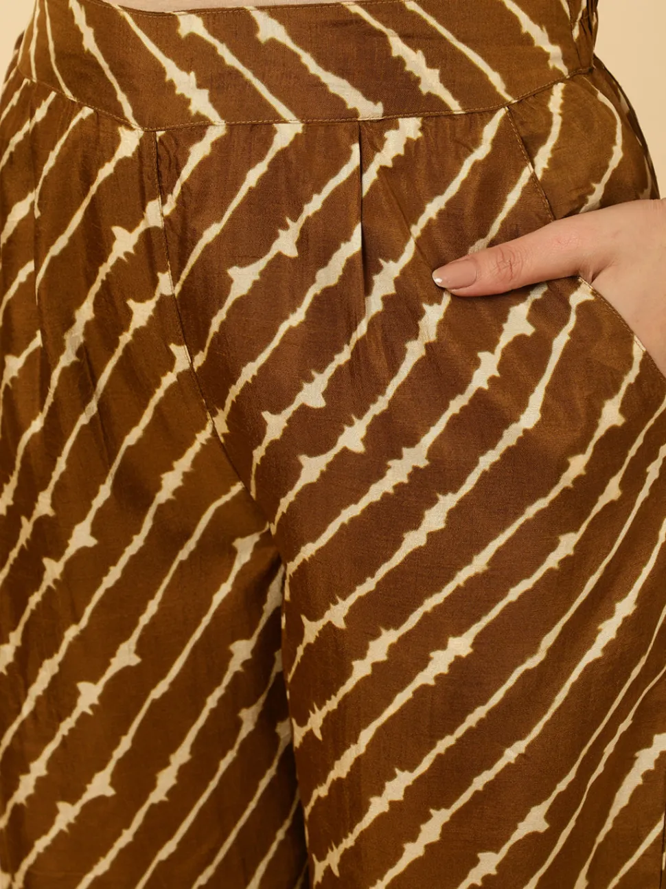 Jaipur Kurti Dola Silk Pleated Bandhani Kurta With Palazzo And Dupatta