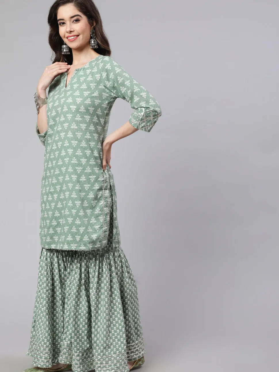 Jaipur Kurti Woven Straight Printed Embroidered Kurta Set With Solid Dupatta