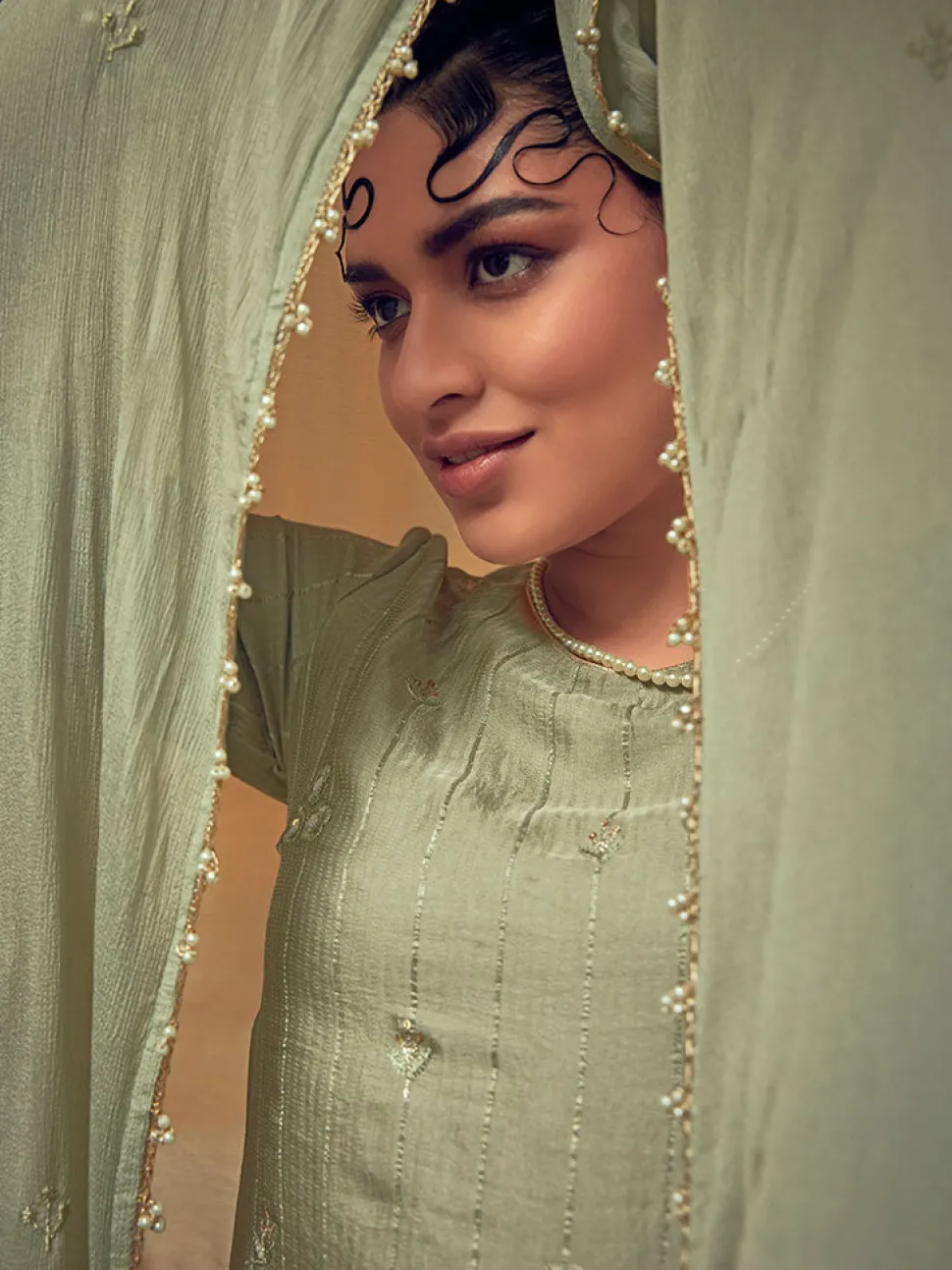 Jaipur Kurti Light Color Straight Zardozi Embroided Kurta With Pants And Chinon Embroidered Dupatta