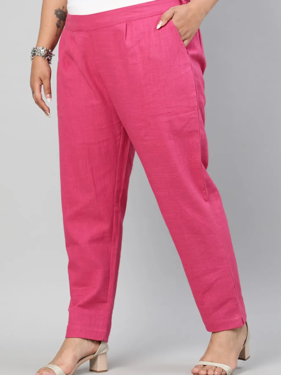 Jaipur Kurti Plus Size Ethnic Wear Cotton Slub Pants