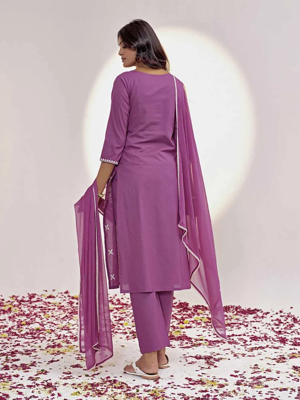 Jaipur Kurti Threadwork Embroidered Pure Cotton Kurta Set With Dupatta