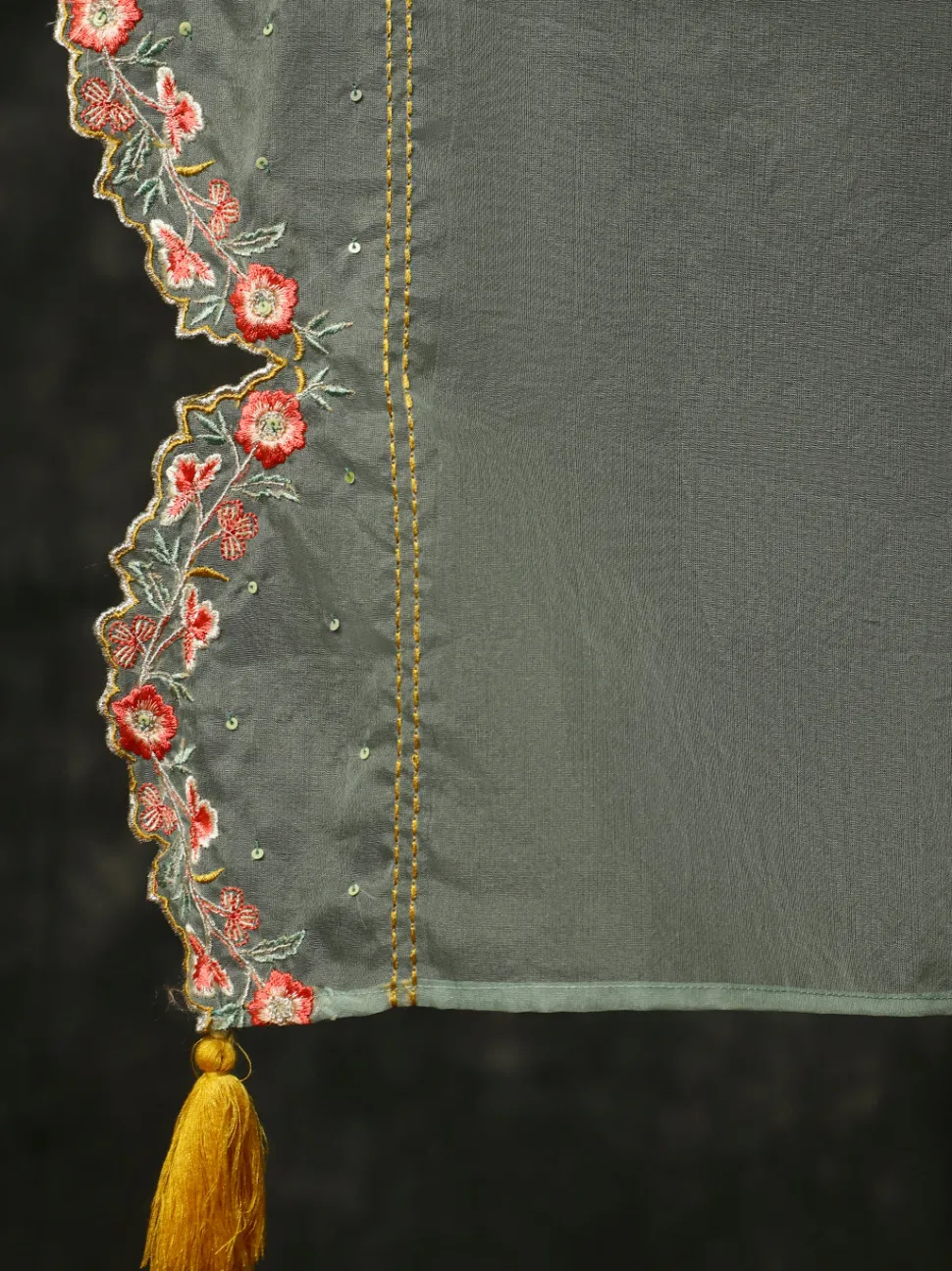 Jaipur Kurti Aari Work Straight Kurta With Pants And Dupatta