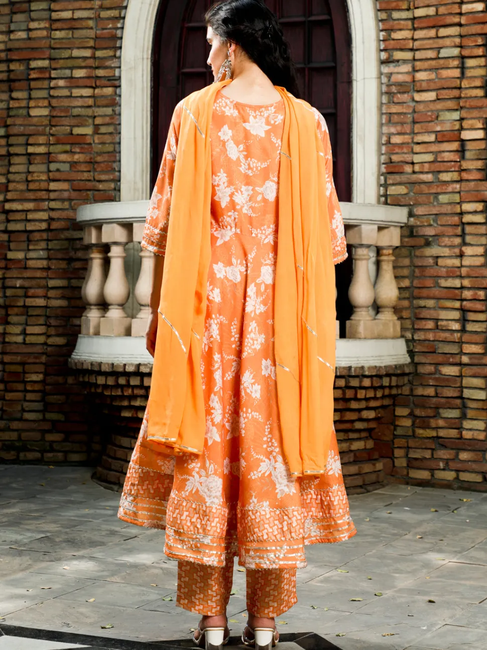Jaipur Kurti Floral Print Flared Kurta With Pants And Dupatta
