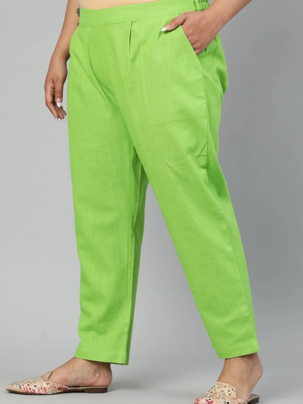 Jaipur Kurti Parrot Plus Size Ethnic Wear Cotton Slub Pants