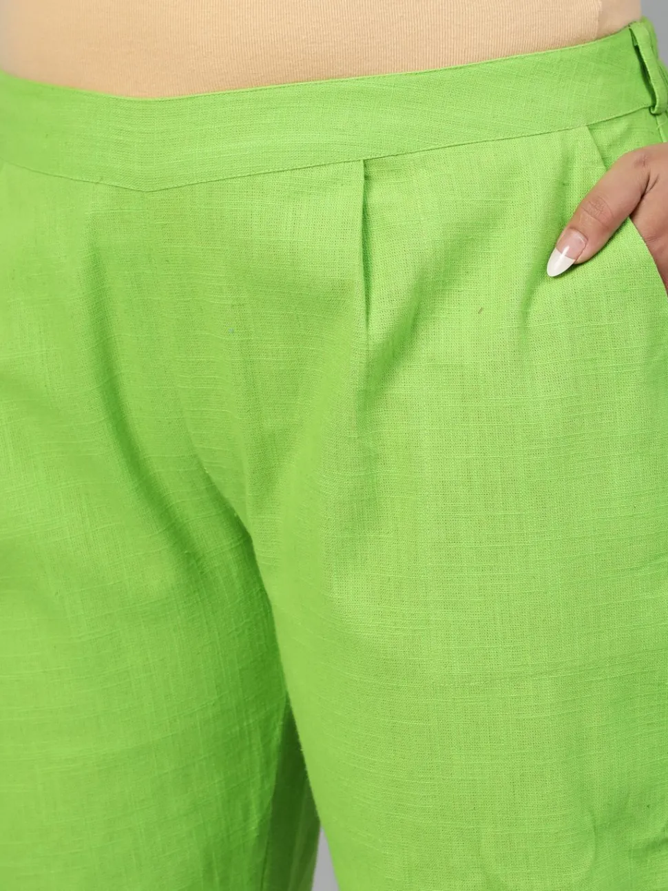 Jaipur Kurti Parrot Plus Size Ethnic Wear Cotton Slub Pants