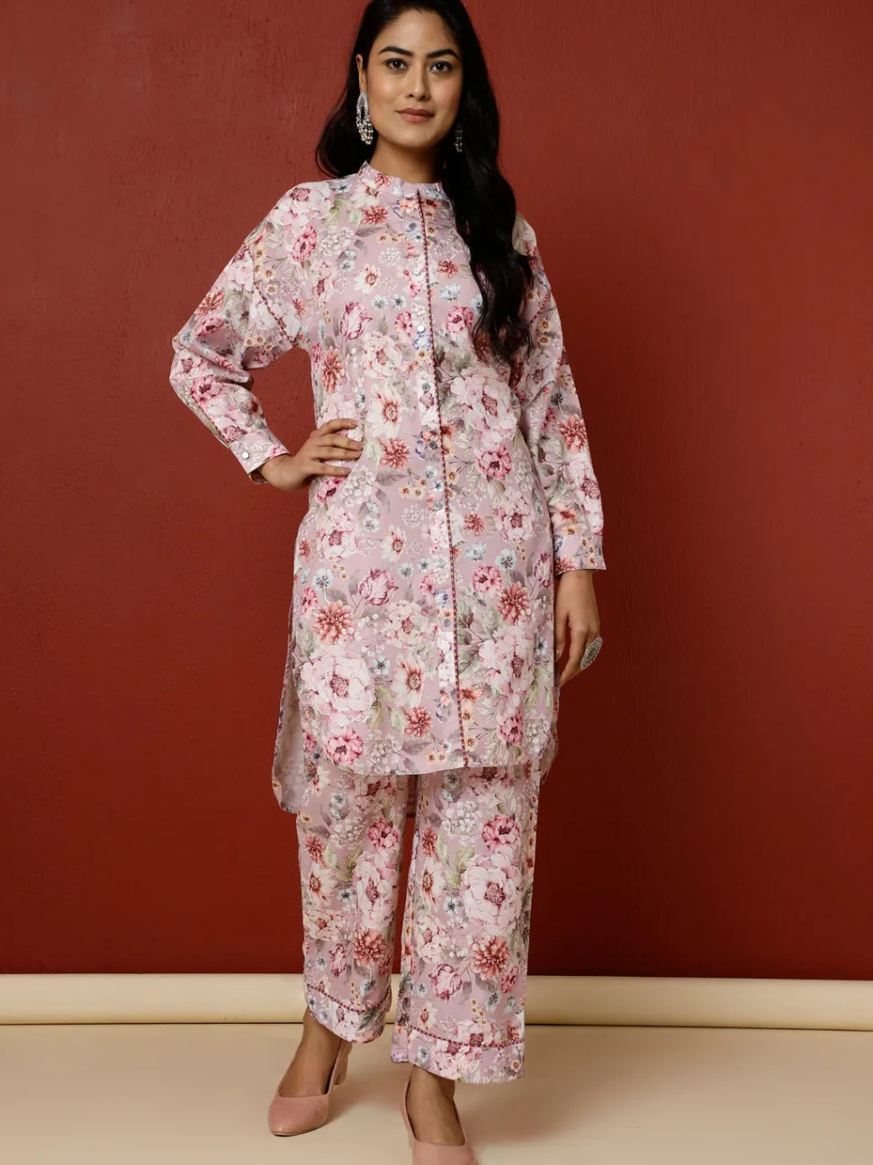 Jaipur Kurti Floral Printed Kurta With Palazzo Co-ord Set