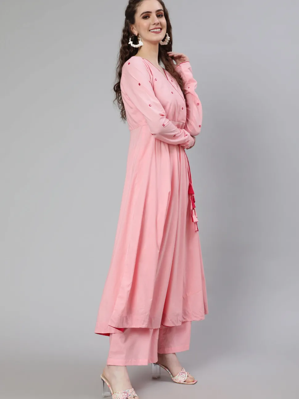 Jaipur Kurti Mirror Embroidered Anarkali Kurta With Flared Palazzo
