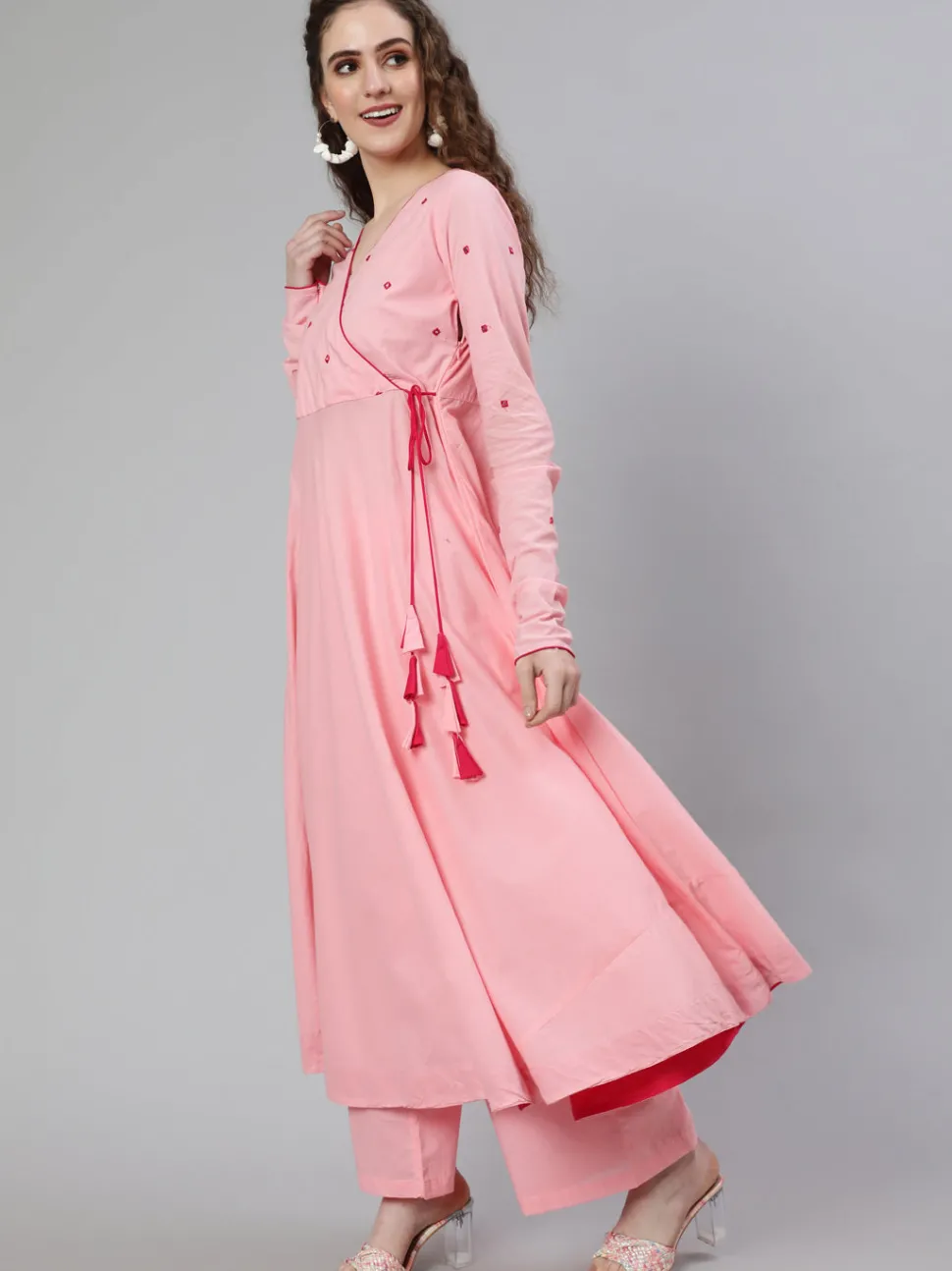 Jaipur Kurti Mirror Embroidered Anarkali Kurta With Flared Palazzo
