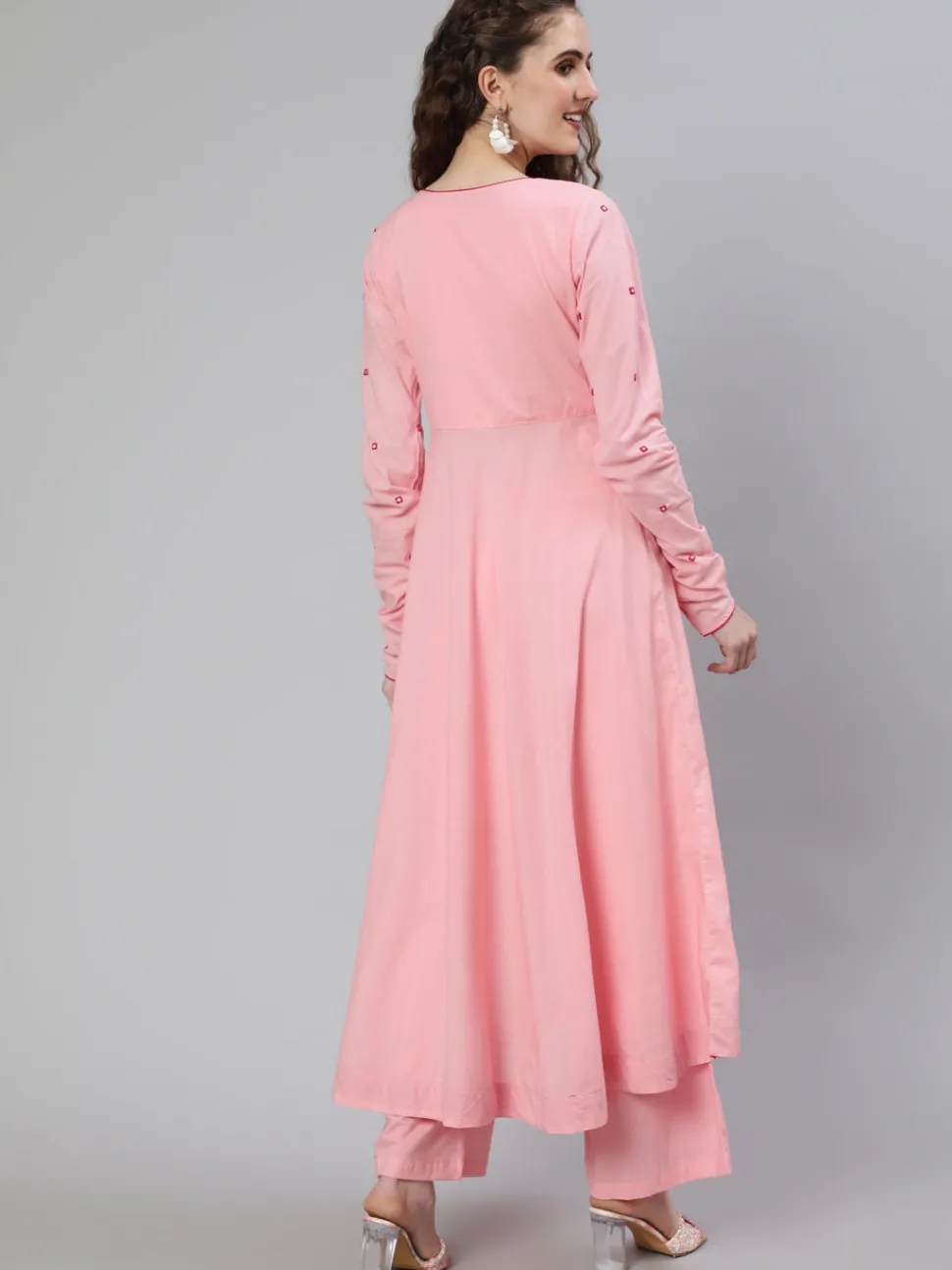 Jaipur Kurti Mirror Embroidered Anarkali Kurta With Flared Palazzo