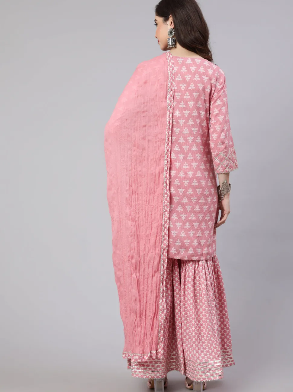 Jaipur Kurti Woven Straight Printed Embroidered Kurta Set With Solid Dupatta