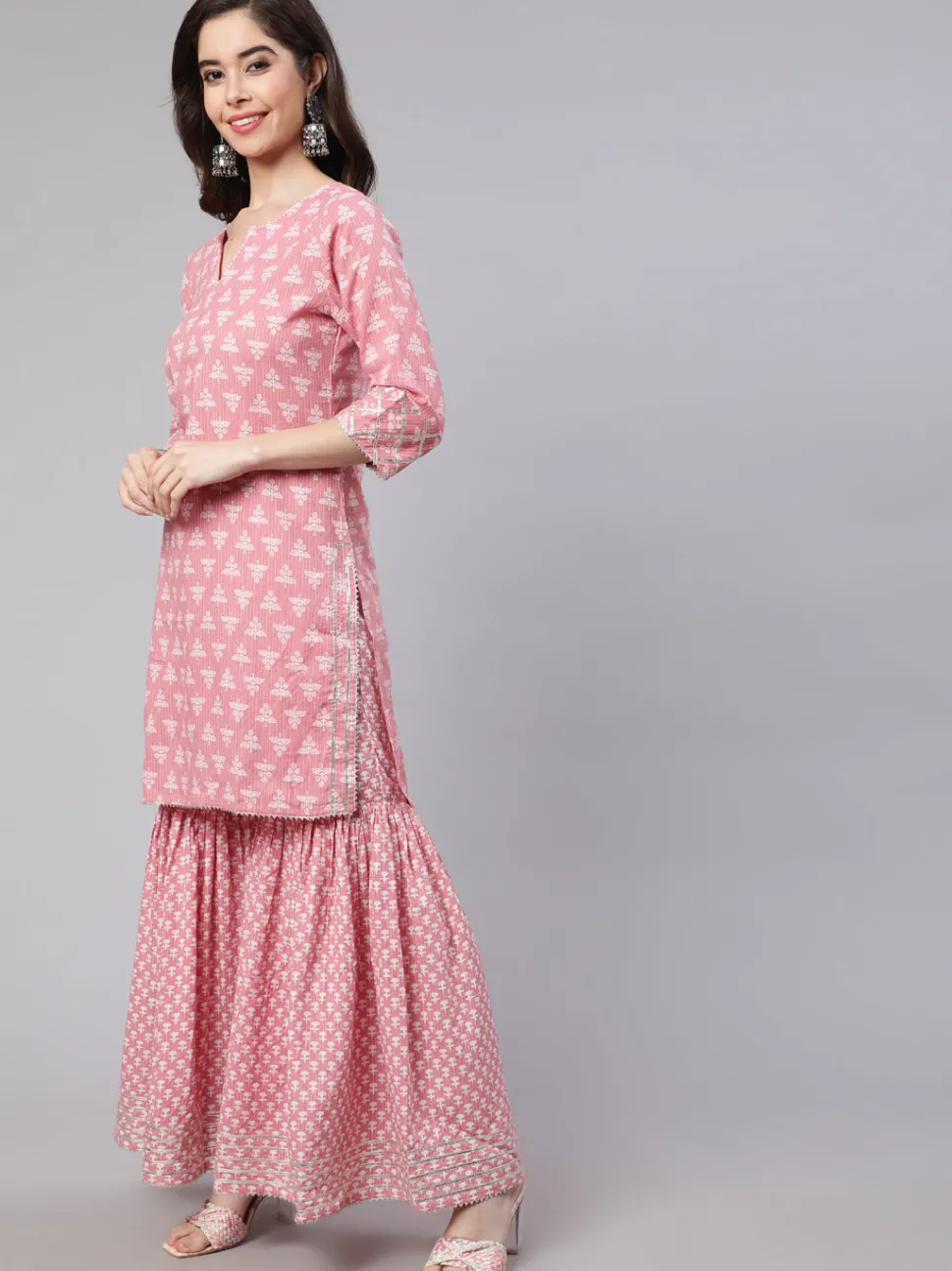 Jaipur Kurti Woven Straight Printed Embroidered Kurta Set With Solid Dupatta