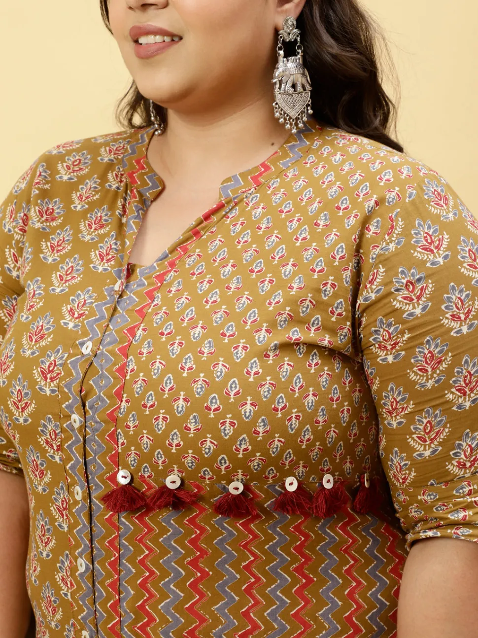 Jaipur Kurti Plus Size Ethnic Printed Straight Kurta With Pants
