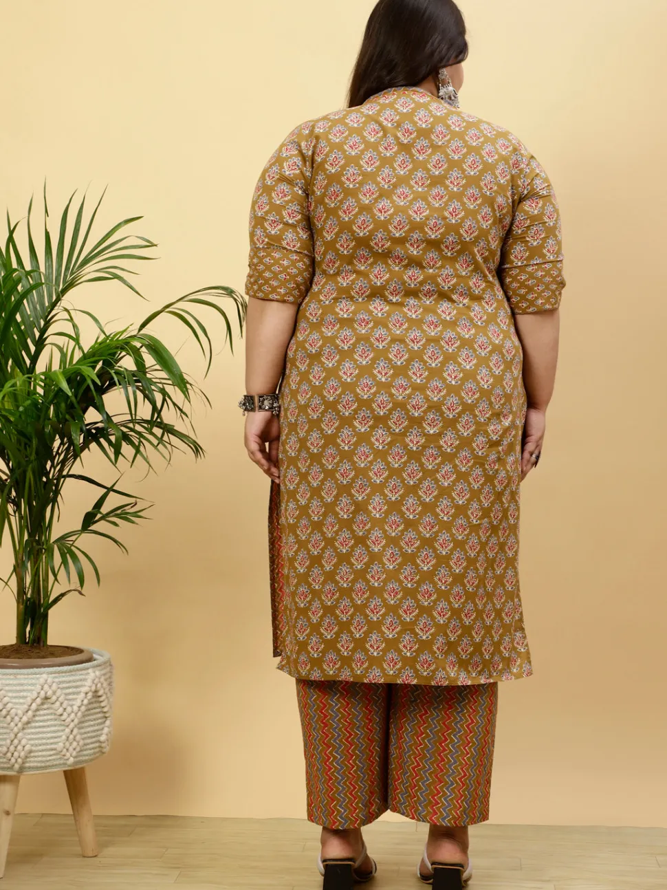 Jaipur Kurti Plus Size Ethnic Printed Straight Kurta With Pants