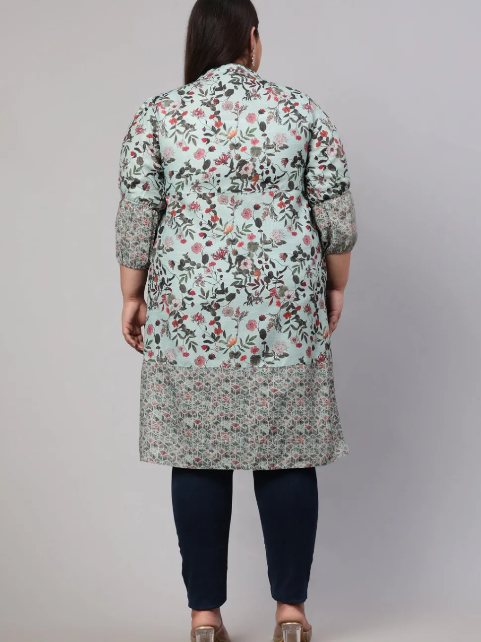 Jaipur Kurti Plus Size Floral Printed Straight Kurta
