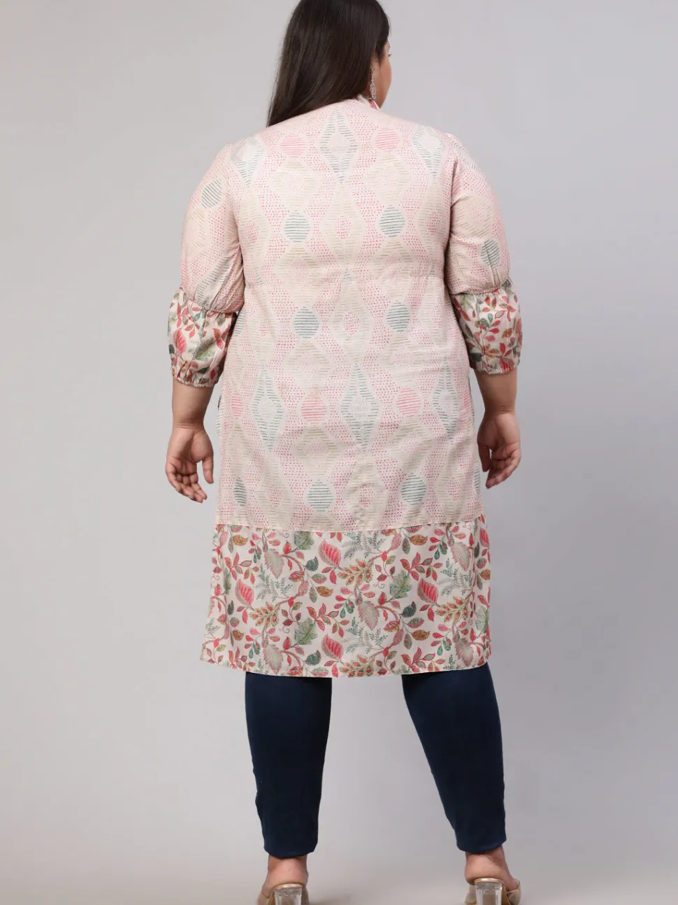 Jaipur Kurti Plus Size Floral Printed Straight Kurta