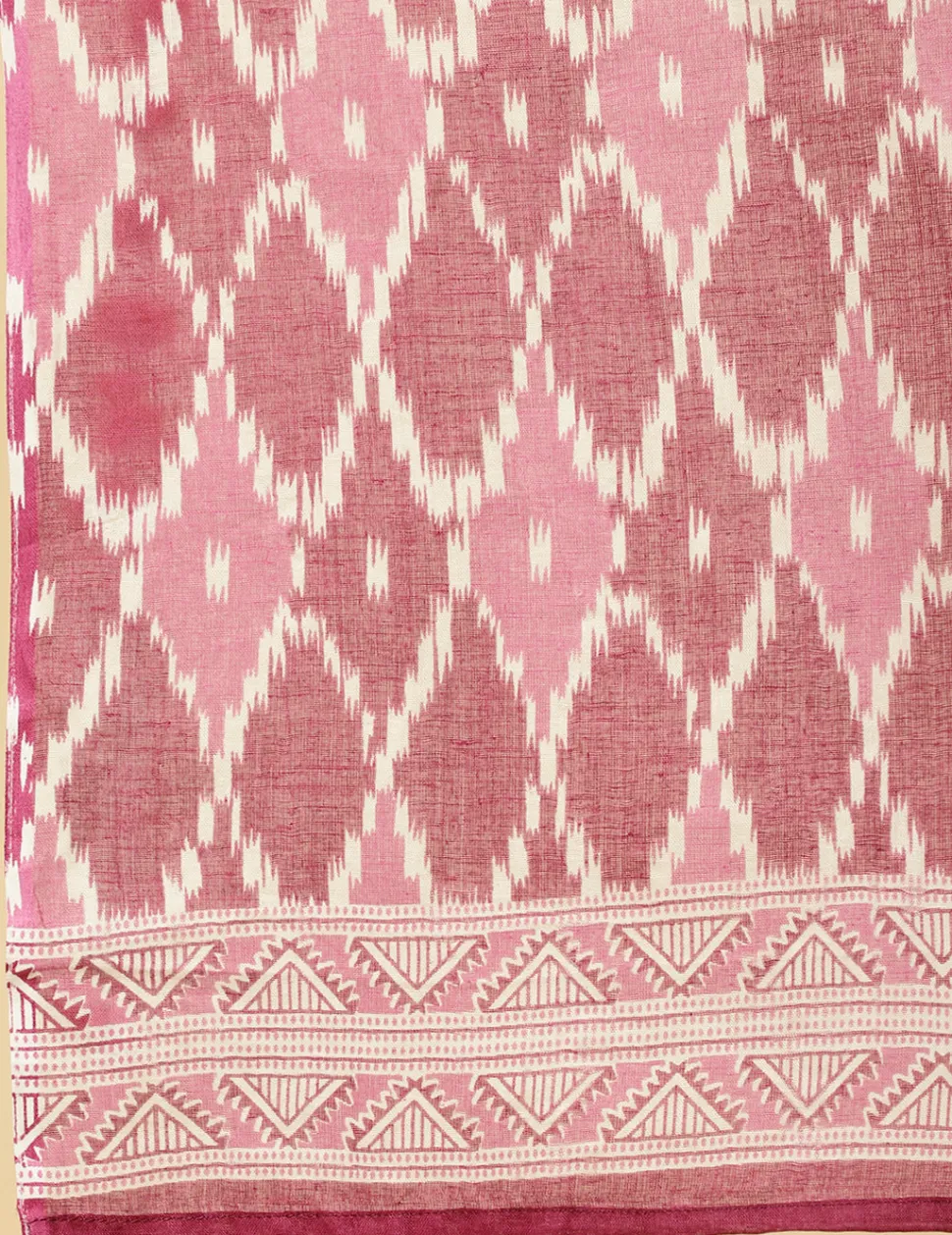 Jaipur Kurti Plus Size Mirror Embellished Ikat Printed Anarkali Kurta With Pants And Dupatta