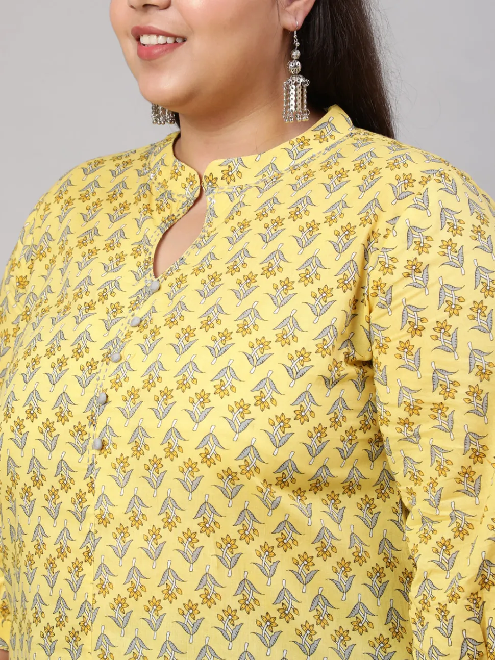 Jaipur Kurti Plus Size Ethnic Mughal Buti Printed Straight Kurta