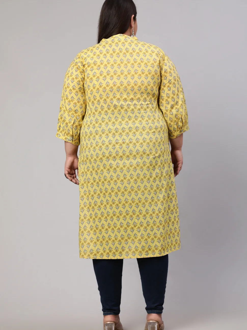 Jaipur Kurti Plus Size Ethnic Mughal Buti Printed Straight Kurta