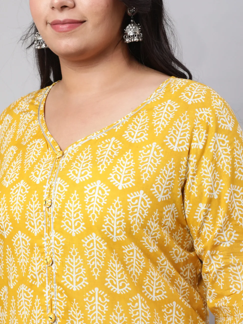 Jaipur Kurti Plus Size Ethnic Printed Kurti With Sharara And Chiffon Dupatta
