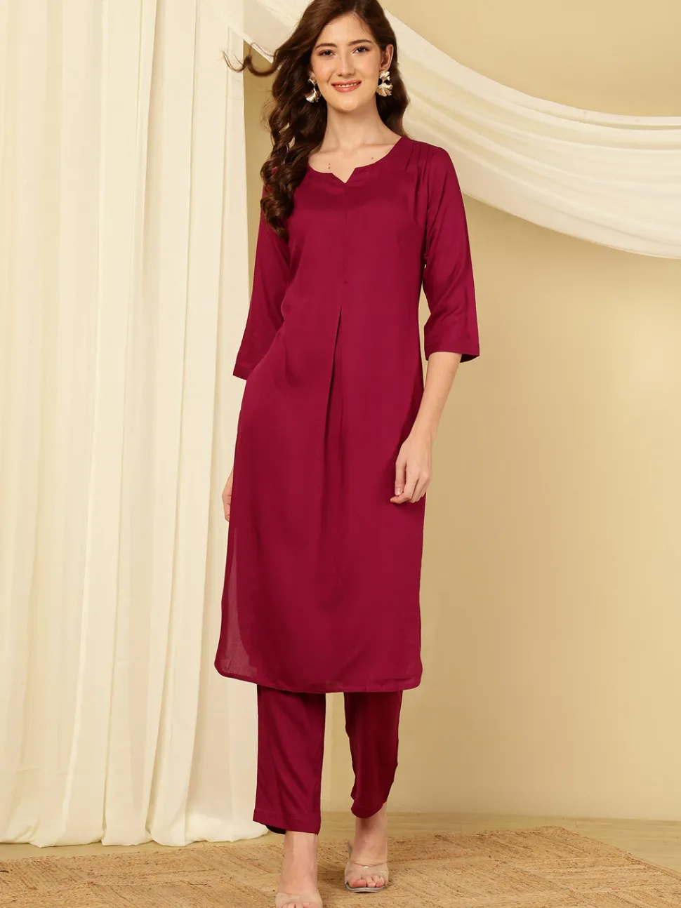 Jaipur Kurti Pleated Straight Kurta With Pants
