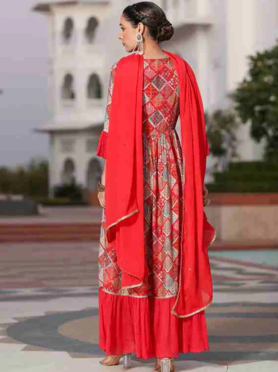 Jaipur Kurti Muslin Digital Printed Embroide Fla Kurta With Solid Dupatta