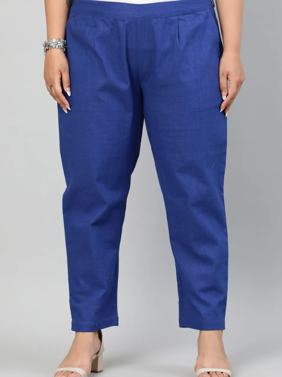 Jaipur Kurti Royal Blue Plus Size Ethnic Wear Cotton Slub Pants