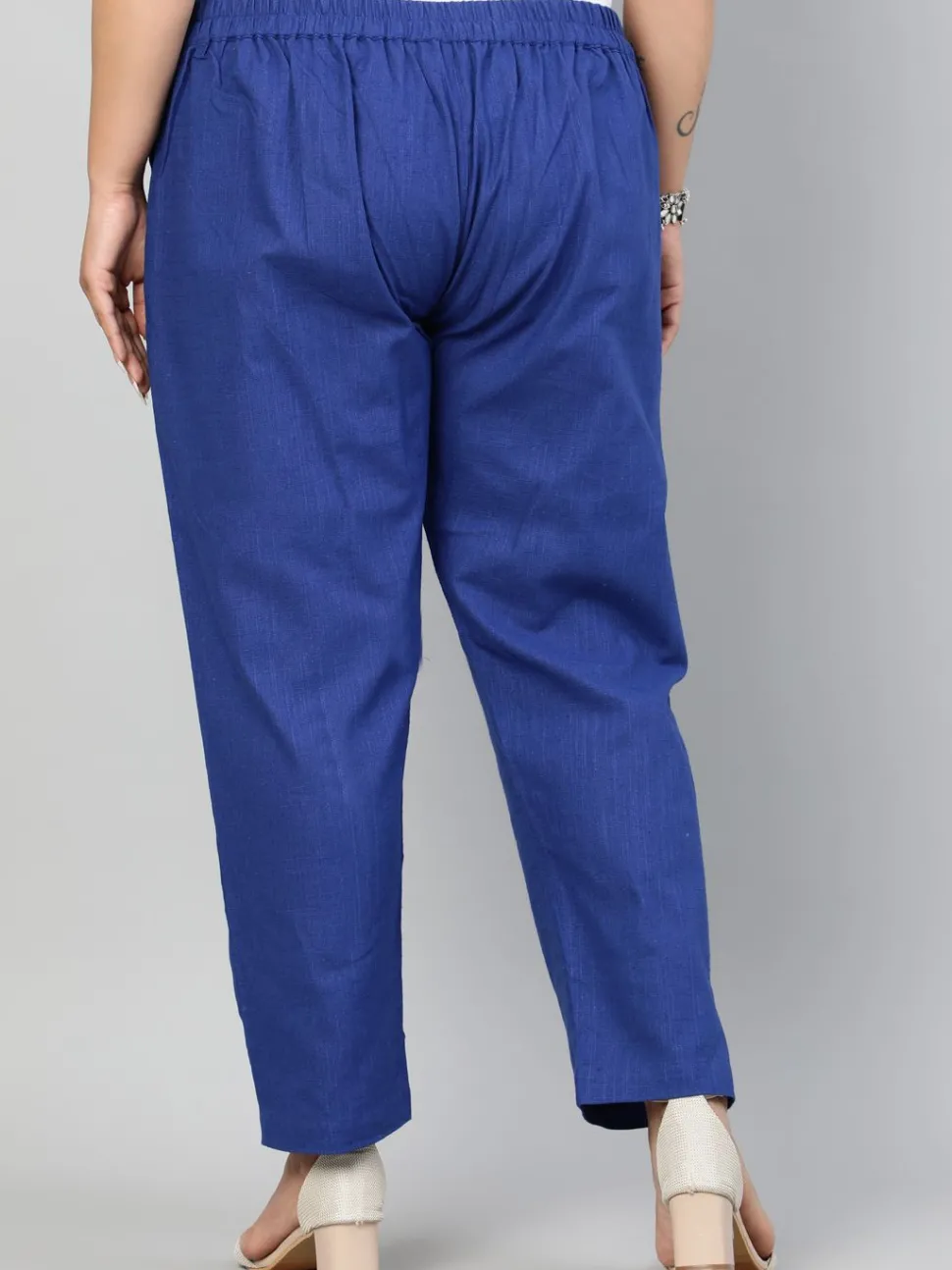 Jaipur Kurti Royal Blue Plus Size Ethnic Wear Cotton Slub Pants