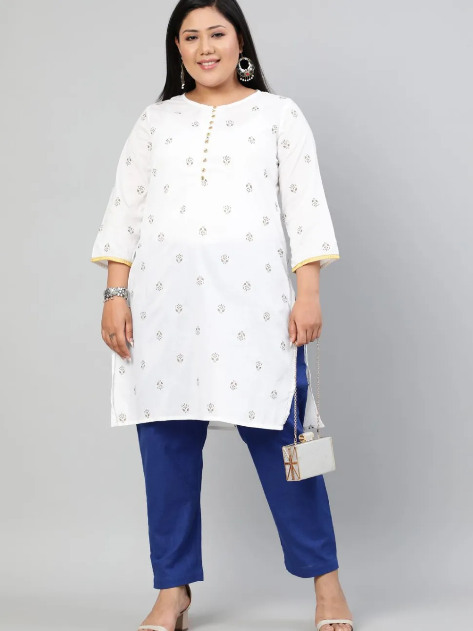 Jaipur Kurti Royal Blue Plus Size Ethnic Wear Cotton Slub Pants