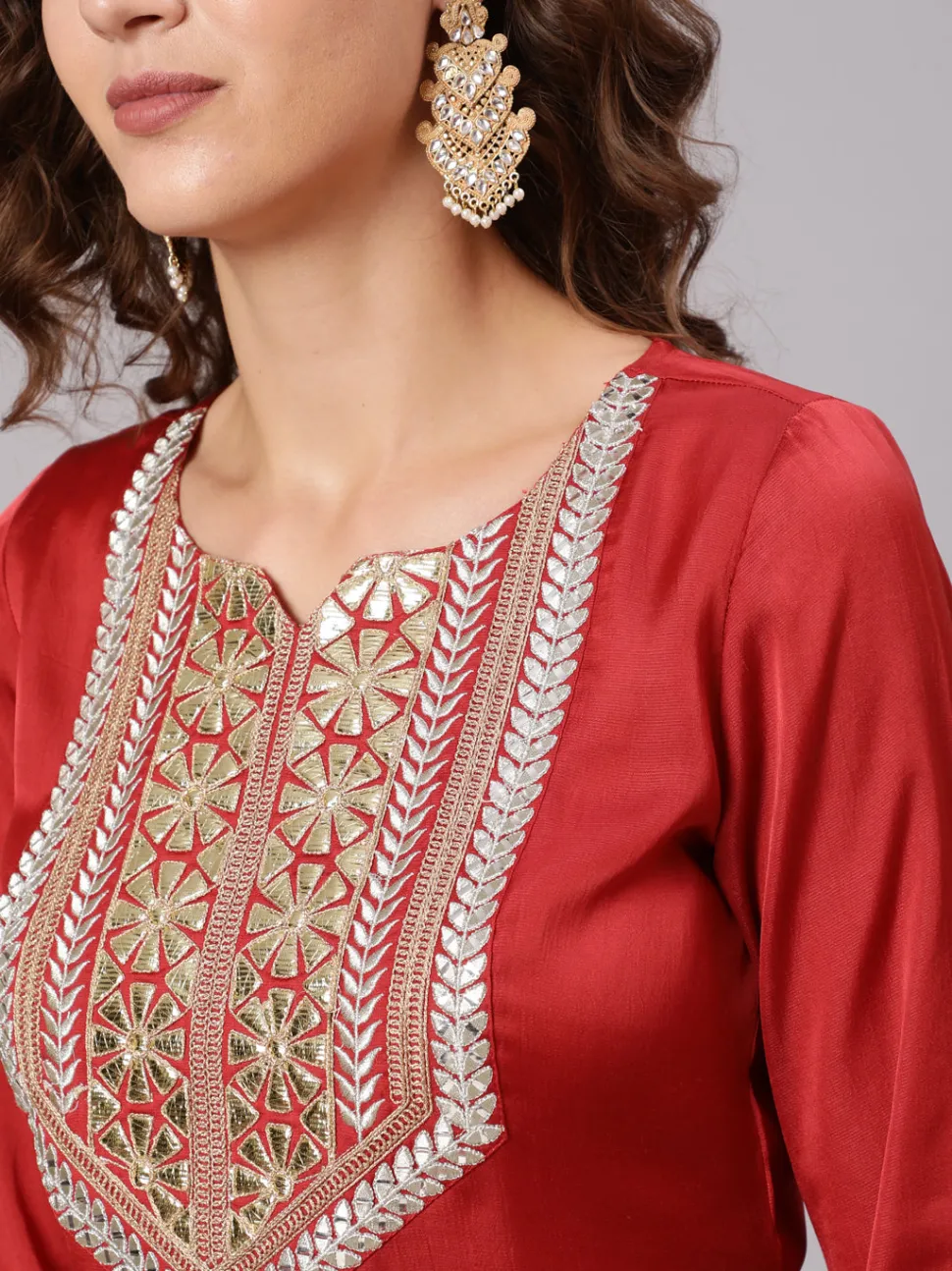 Jaipur Kurti Gota Pati Kurta With Pants And Dupatta