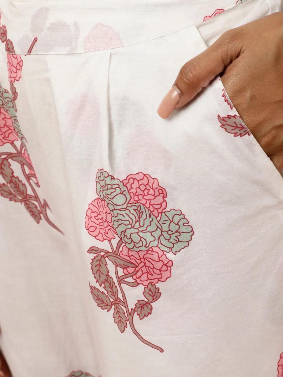 Jaipur Kurti Sage Ethnic Floral Printed Straight Kurta With White Printed Sharara And Dupatta