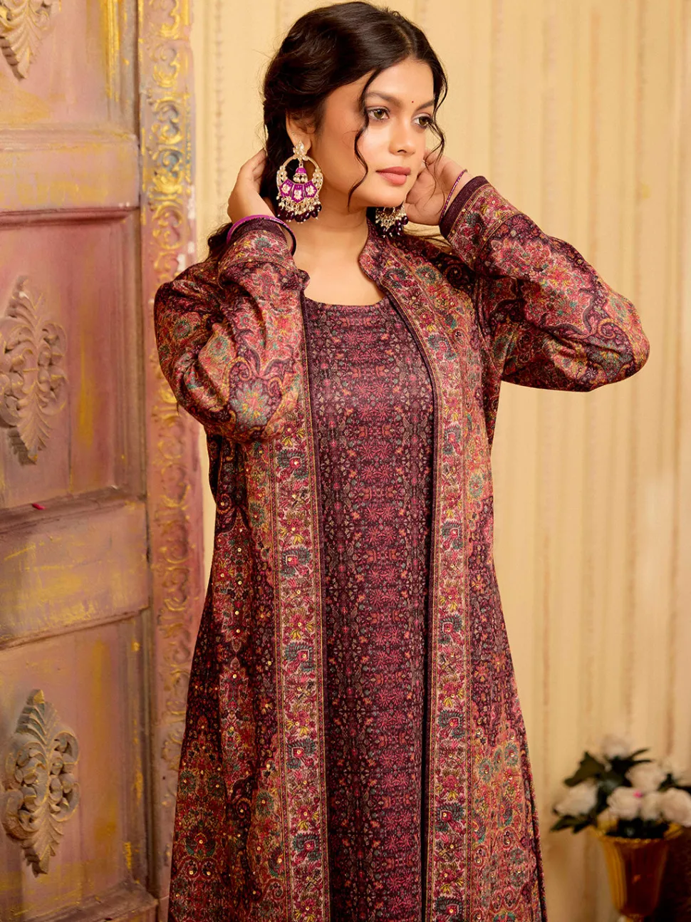 Jaipur Kurti Color Woolen Ethnic Printed Co-ord Set