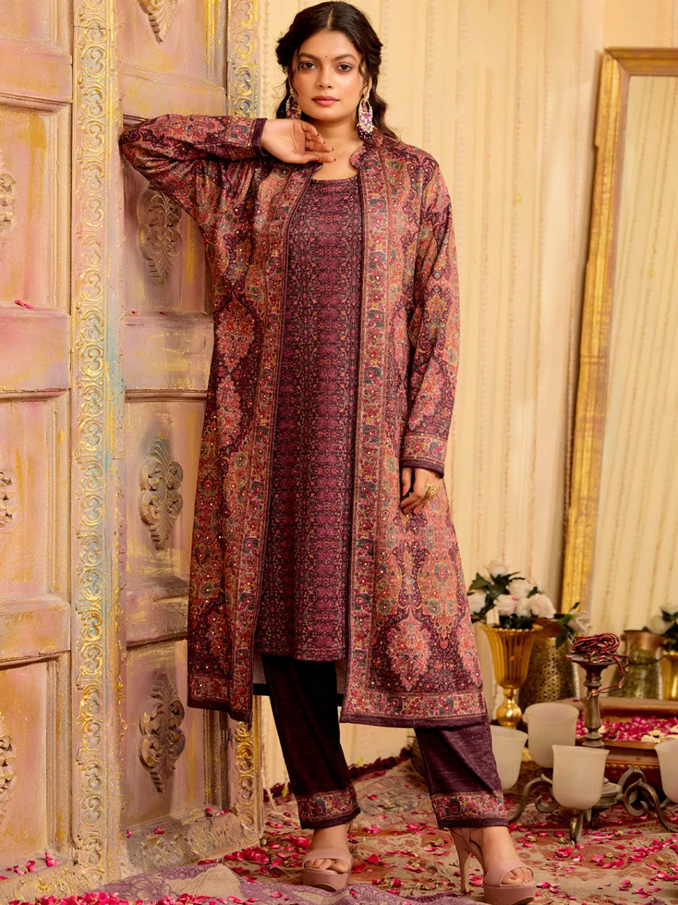 Jaipur Kurti Color Woolen Ethnic Printed Co-ord Set