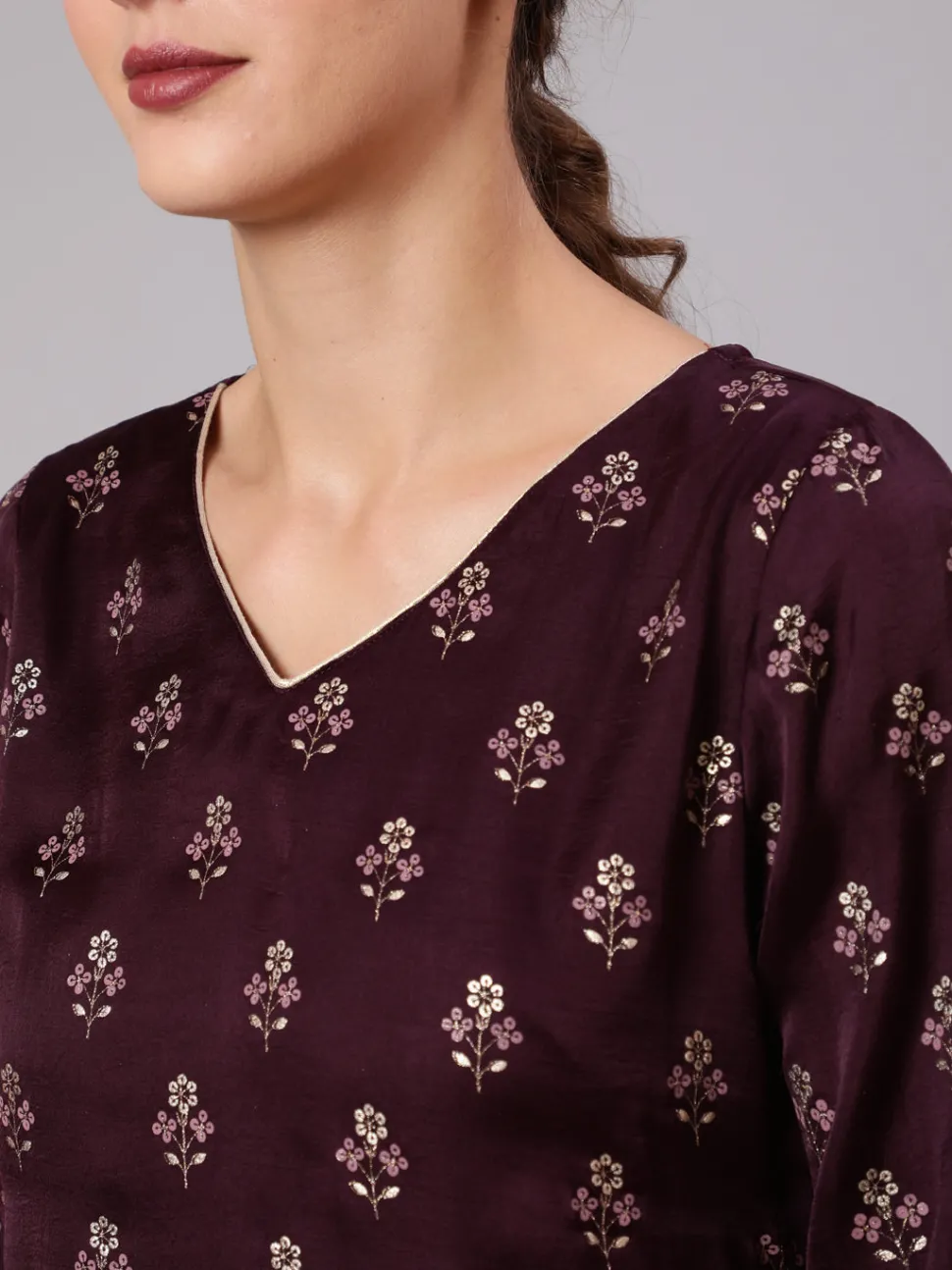 Jaipur Kurti Silk Printed Kurta With Sharara AndOmbre Organza Dupatta