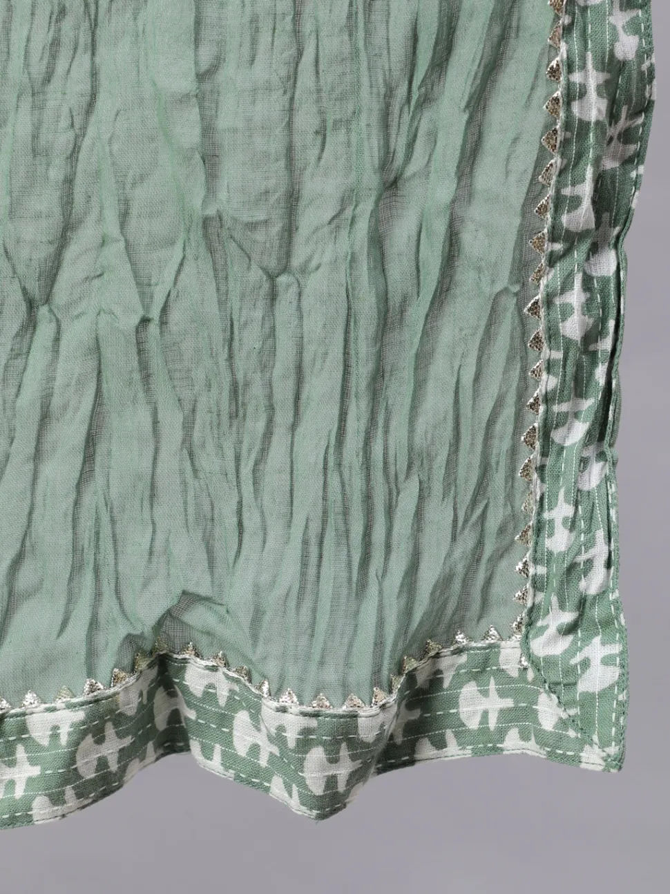 Jaipur Kurti Women Green Woven Straight Ethnic Printed Embroidered Kurta With Printed Palazzo & Solid Dupatta With Print And Lace Taping